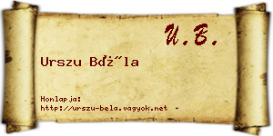 Urszu Béla névjegykártya